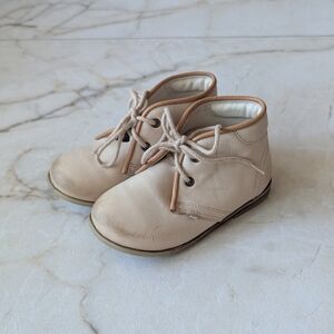 Emel | Kids Beige Leather Lace-Up Boots